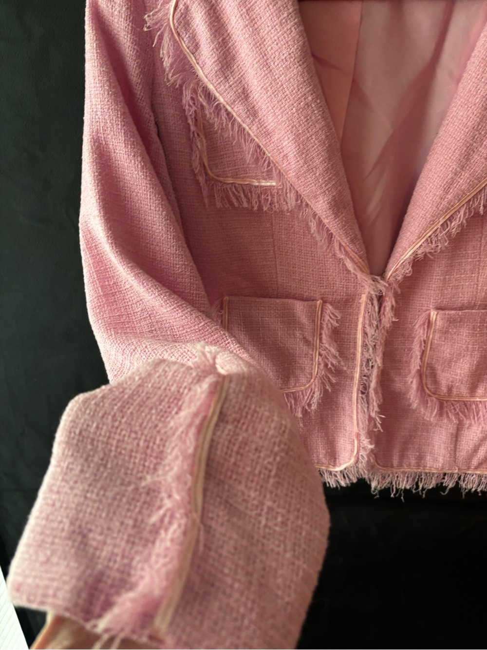 Rebbeca Thomson Pink Fringe Tweed Blazer - Picture 4 of 8